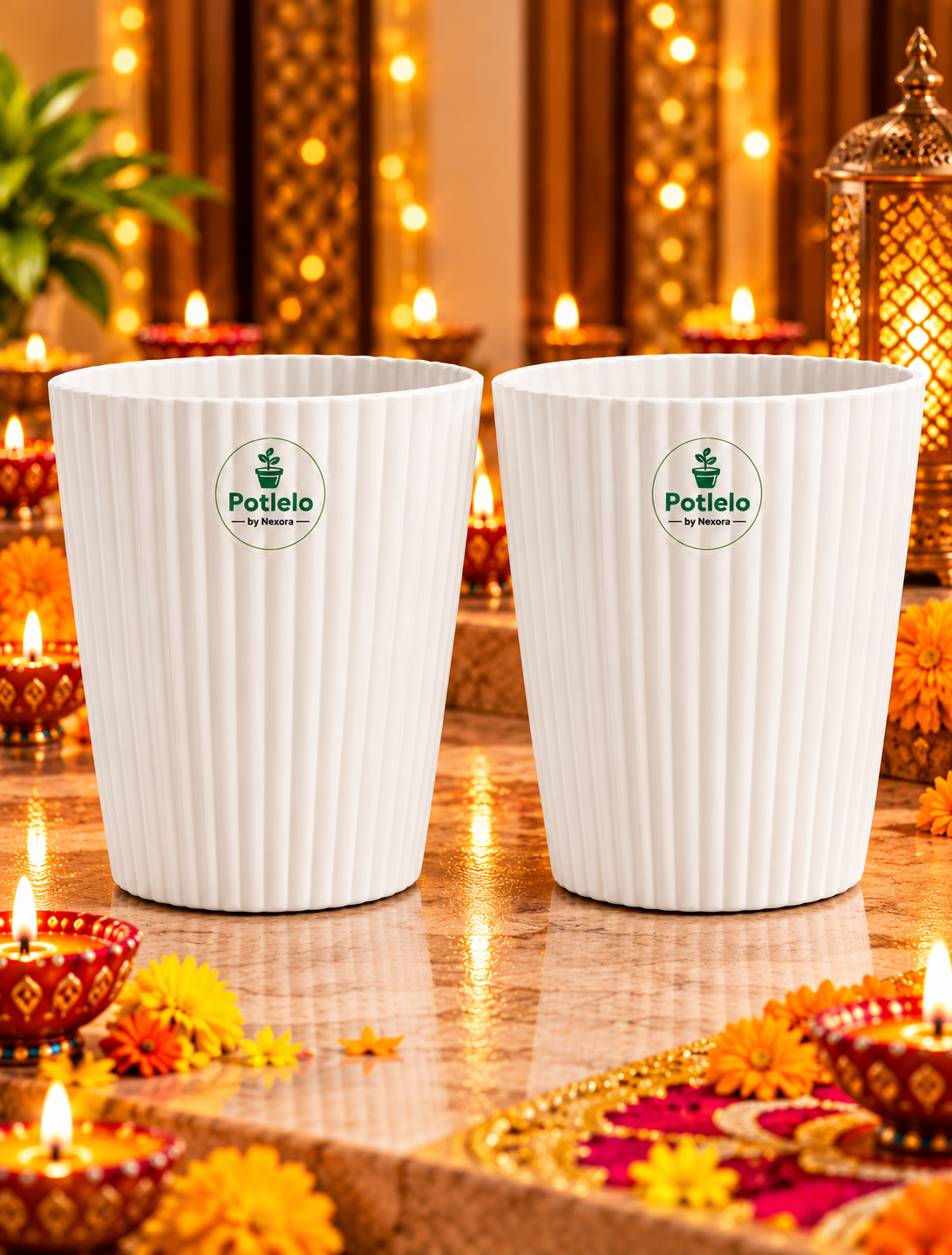 Potlelo Iris Tower Planter Combo Pack of 2 – 8 Inch | Pot Only