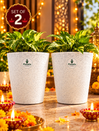 Potlelo Marble Tower Planter – 8 Inch |  Combo Pack of 2 | Pot Only