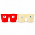 Potlelo Cool Pot | 4-Inch Flower Pot Combo of 4 – Red & Cream