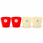 Potlelo Cool Pot | 4-Inch Flower Pot Combo of 4 – Red & Cream
