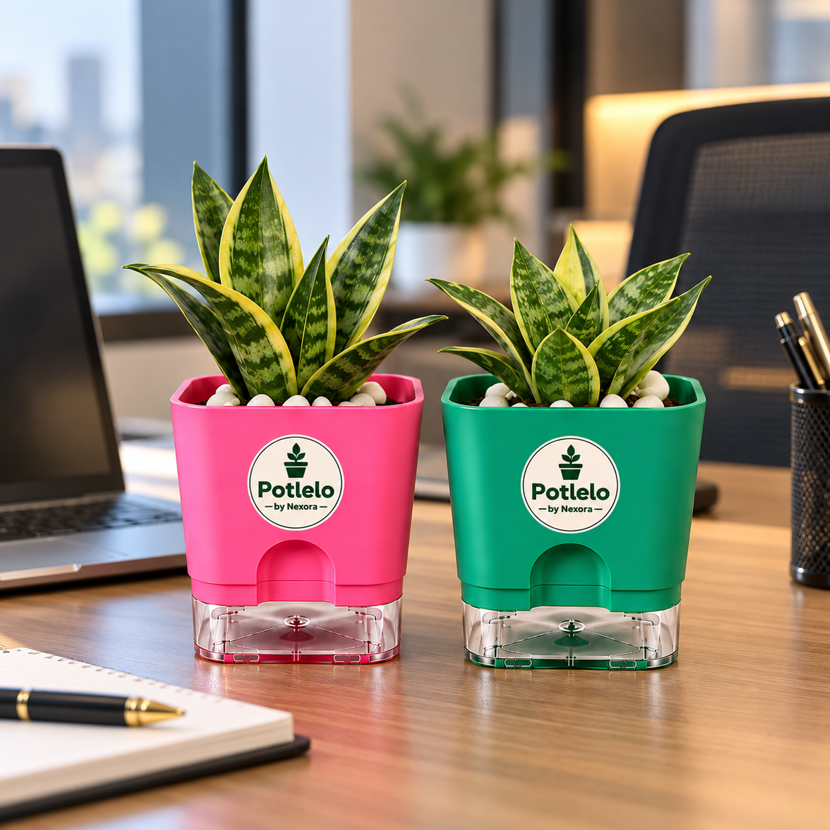 S.W Love™ Self-Watering Square Planter – Green & Pink | 5×5×4 Inch | Pot only