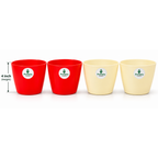 Potlelo Cool Pot | 4-Inch Flower Pot Combo of 4 – Red & Cream