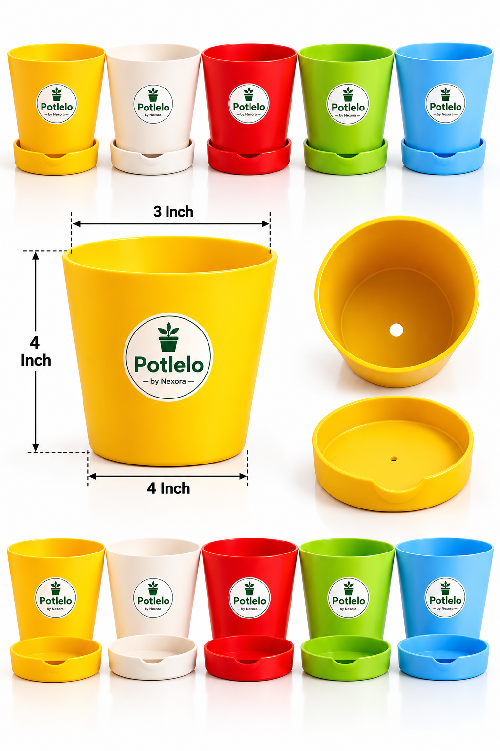 S.W - 4 Colour Pop Planter™ " Combo of 5  " ( Pot Only)