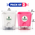 S.W Love™ Self-Watering Square Planter – White & Pink | 5×5×4 Inch | Pot only