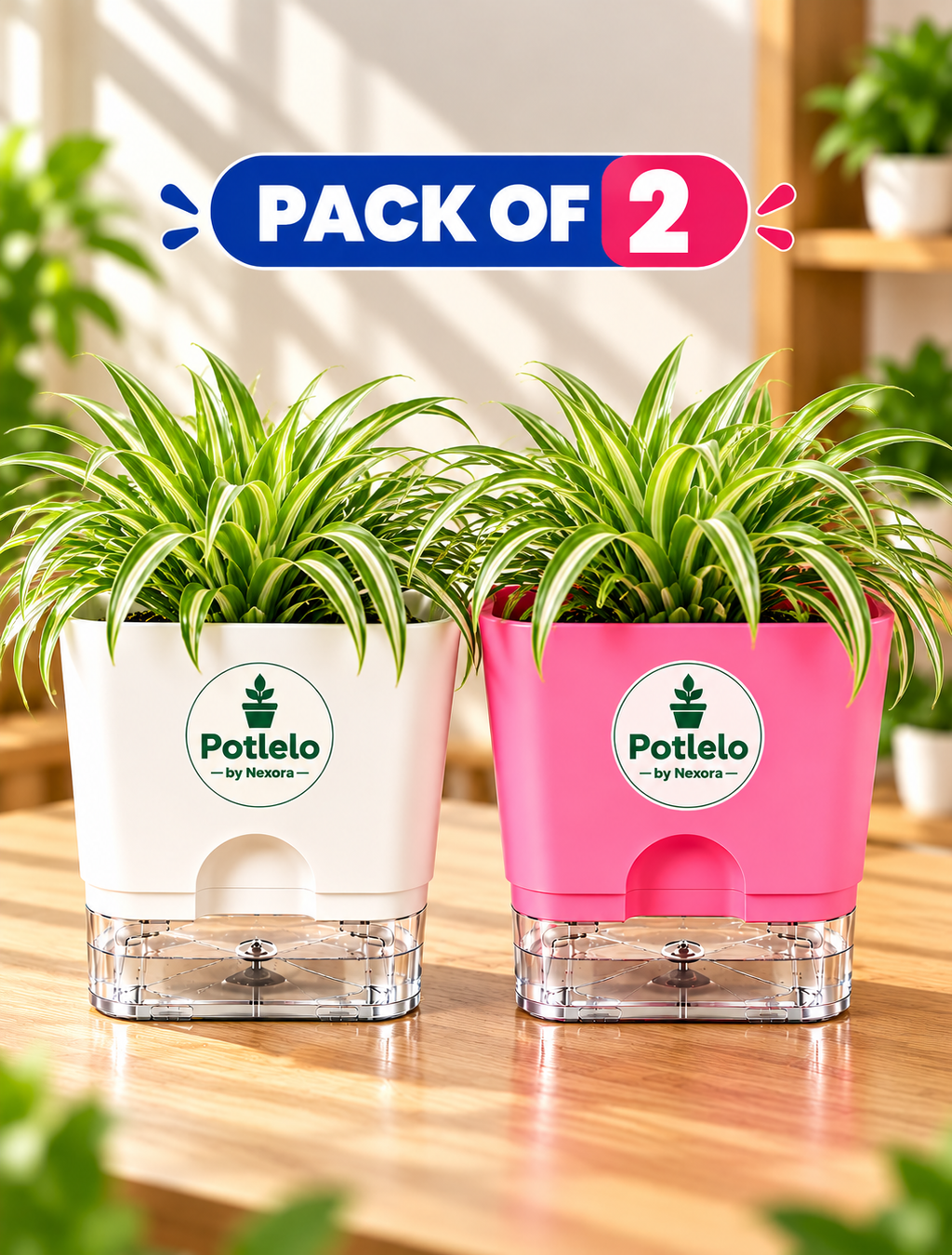 S.W Love™ Self-Watering Square Planter – White & Pink | 5×5×4 Inch | Pot only