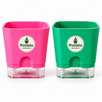 S.W Love™ Self-Watering Square Planter – Green & Pink | 5×5×4 Inch | Pot only